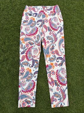 White Paisley Print Leggings - Multicolor